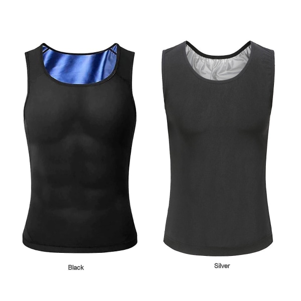 Bästsäljare-gynekomasti Kompress träningslinne för män Slimming Body Shaper Väst Bastuskjorta.4XL och 5XL.Silver