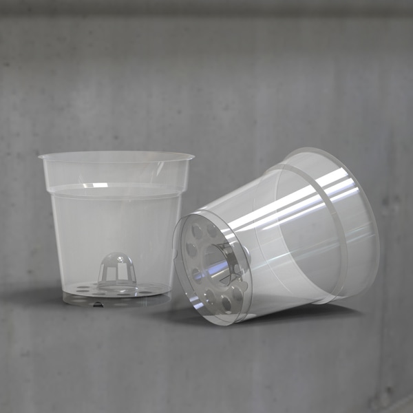 2 Orkidepotter med dreneringshull: Transparent Cachepot med drenering