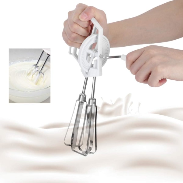 Hand Crank Egg Beater, Stainless Steel Hand Held Egg Mixer Manua