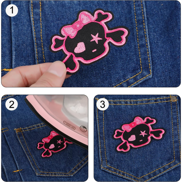 16 st Rosa Tema Stryk på Märken Set, Fjäril Flamingo Design