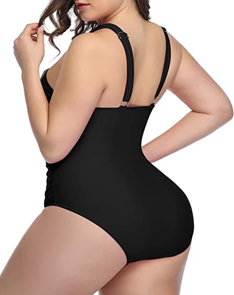 Womens Front Cross Plus Size One Piece Swimsuits Tummy Control Ke