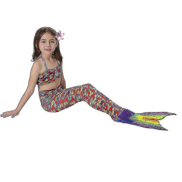 Barn Flickor Mermaid Tail Bikini Set Badkläder Baddräkt Simdräkt -allin.8-9 år. Multi
