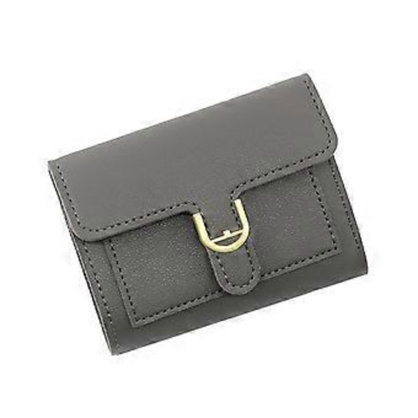 Kompakte punge til kvinder, tredobbelt clutch, moderigtige PU læderpunge, damekreditkortholder, pengepung, rejsepunge Grå Gray