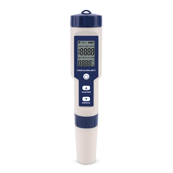 5-i-1 Digital TDS/EC/PH/Salinitet/Vattentemperaturmätare För Hy