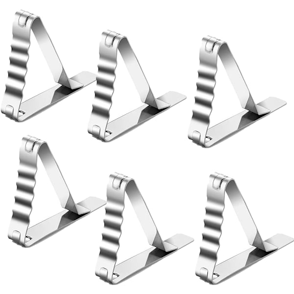 Rustfrit stål dug clips, dug clips sæt af 6 rustfrit stål dug clips skridsikker, dug clips, til udendørs, picnic, fest