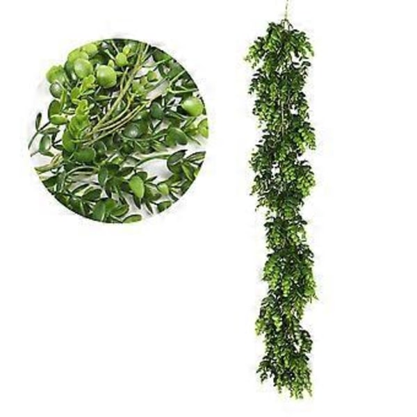 Kunstige planter, vinstokke, simuleret grøn eukalyptusblade, hængende rattan, resistent plastikplanter til væg, indendørs og udendørs