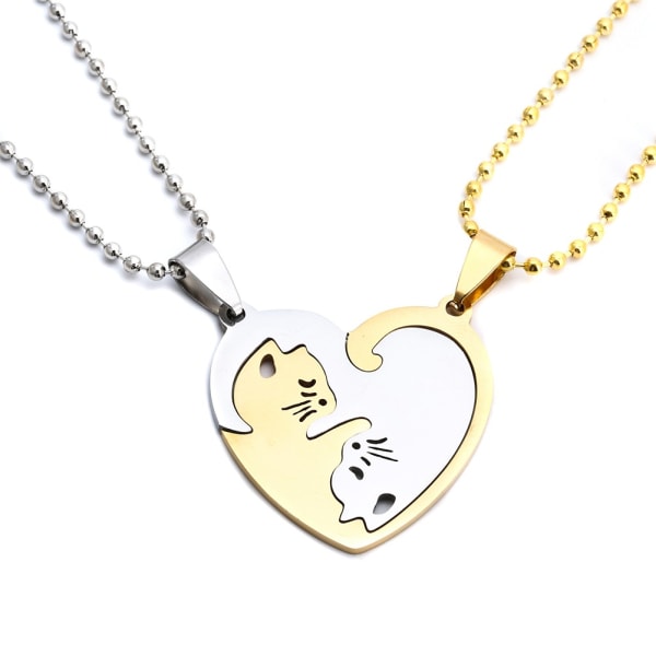 Yin Yang Pendant Heart Necklaces Pendant For Couples, Gold Silver