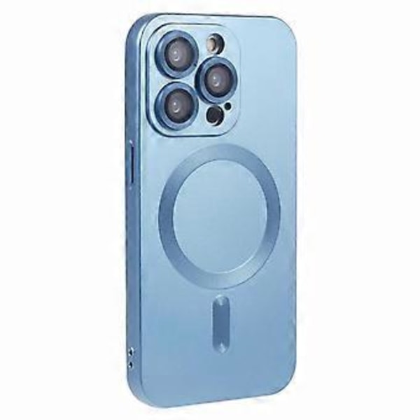 För iPhone 15 Pro TPU Skal Kompatibelt med MagSafe Gummibelagt Mobilskal med Linsskydd Style D