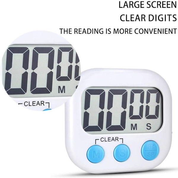 2 Pak Digital Køkken Timer til Madlavning Store Cifre Høj Alarm M
