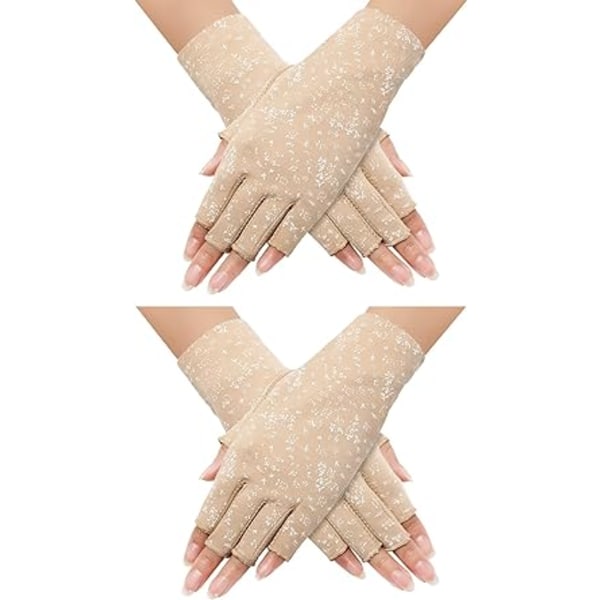 2 par Kvinnor Sunblock Fingerless Handskar Halkfria sommarhandskar