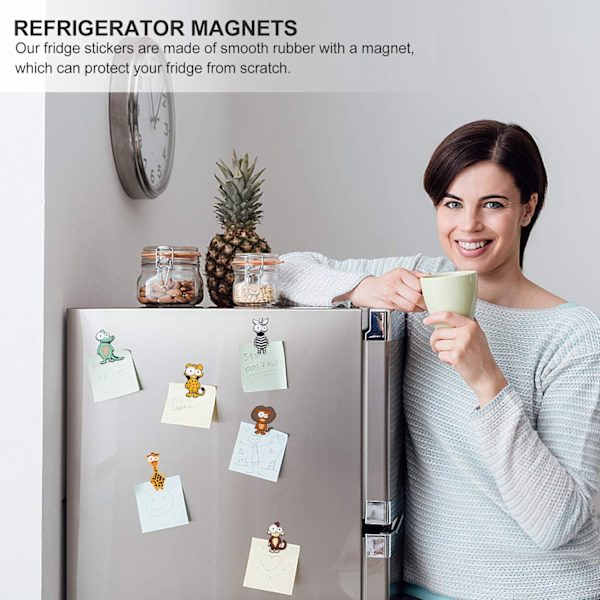 8 dyreformede 3D silikonmagneter, egnet for kjøleskap, hvite