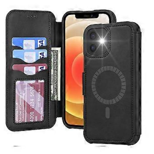 iPhone 13 Deksel [Avtakbart magnetisk deksel] [Trådløs lading] [Premium PU-lær] [Kortspor] Mobiltelefondeksel Beskyttelsesdeksel Etui Flipdeksel Kompatibelt for iPho