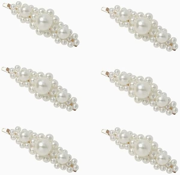 6 helmen hiuspidikettä Elegantti helmihiukset, kimaltelevat helmihiukset