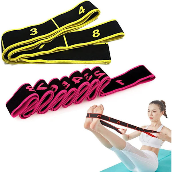 2-pack elastiska yogaband, stretchband för gym, latinska gymband