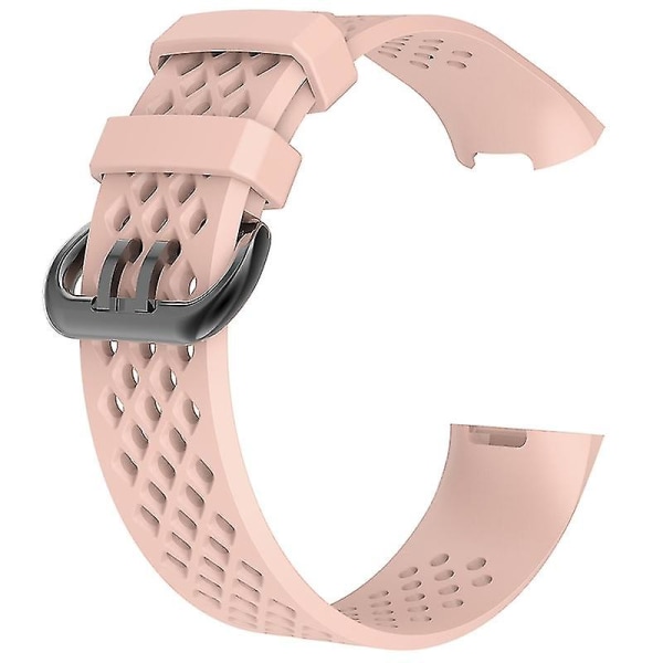 Kompatibelt mykt silikon pustende klokkebånd håndleddsrem Kompatibel Fitbit Charge 3 Jikaix.L.Pink