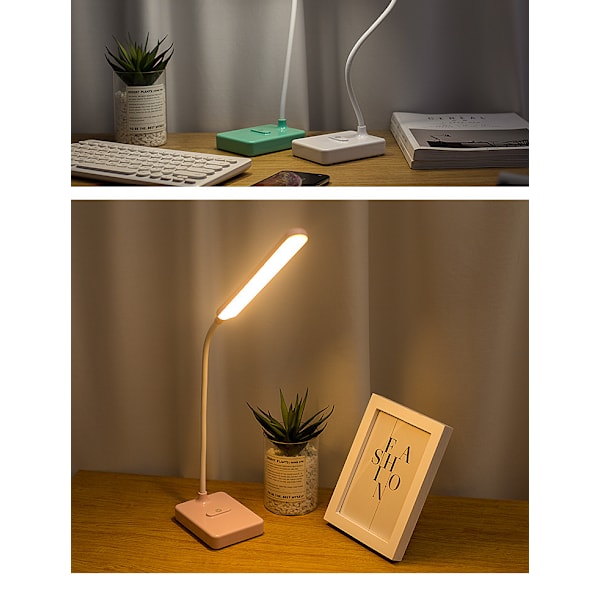 Valkoinen USB-ladattava 1200mAh akkukäyttöinen langaton LED-pöytävalaisin