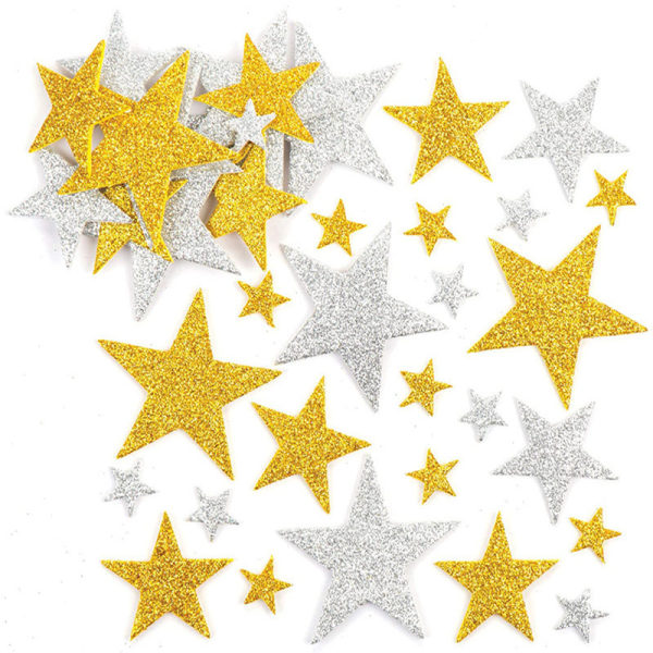 Populära, jul EVA guld pulver svamp klistermärken stjärna klistermärken