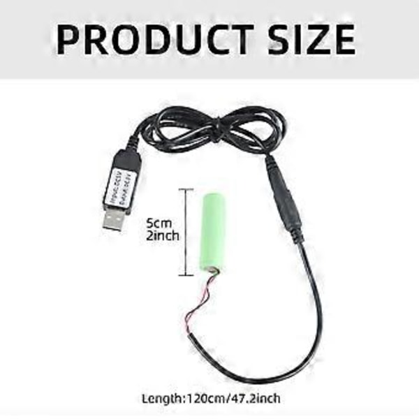 USB - 3VLR6 AA-pariston korvaava kaapeli USB-virtamuuntimet leluille lämpömittareille kaukosäätimille Korvaa 2 kpl 1,5 V AA-paristoa