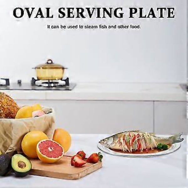Oval Serveringsfat Rustfritt Stål Fat Mat Serveringsfat Husholdnings Snackfat