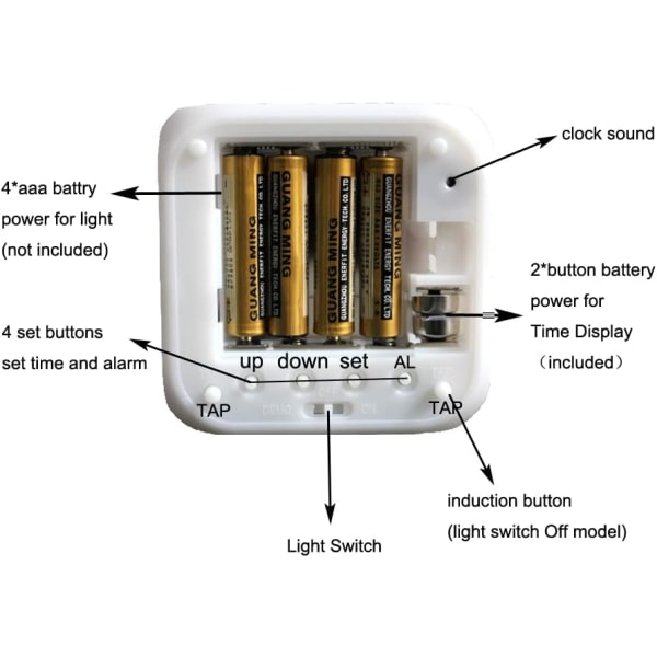 Digital Multifunktionel Vækkeur - 5 med Glødende LED-lys