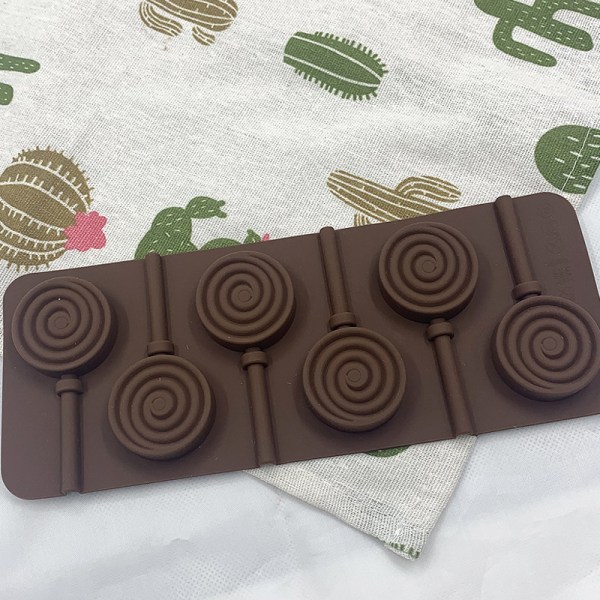 Kakeform Lollipop Shape 6-hulls silikonform Isbitsjokolade