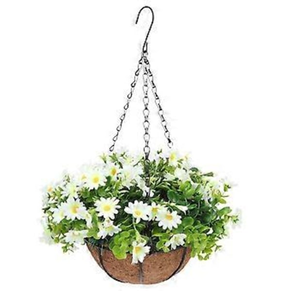 Konstgjorda Blommor i Hängande Korg Hängande Blomkorg Dekor Trädgårdskorg