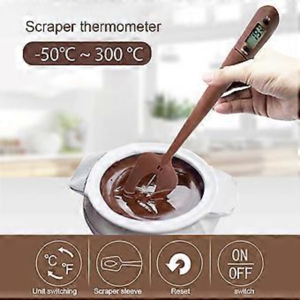 Digital LCD Slikkepott Termometer, Øyeblikkelig Avlesning Kjøtt & Godteri Termometer Temperaturmåler & Rører