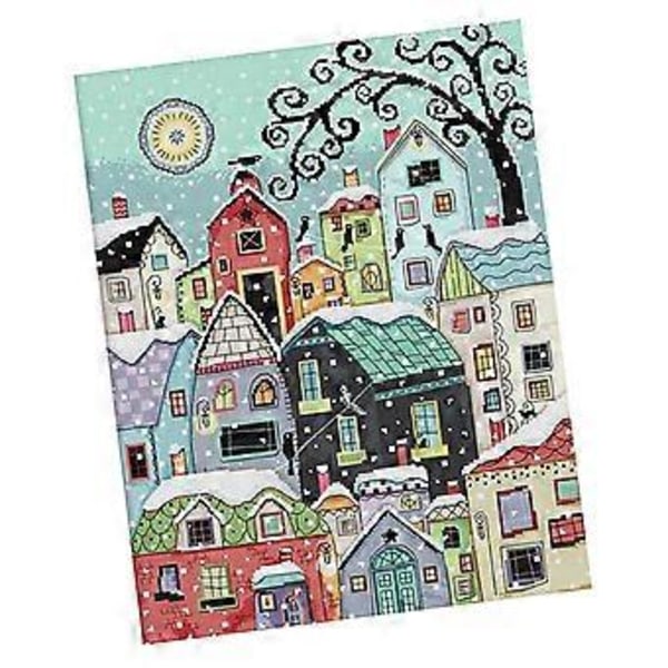 Korsstygnsbroderisats Nålarbete - Snögata Landskap (Stämplat)()