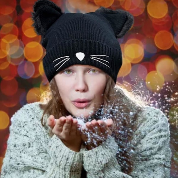 Naisten Neulohatut, Talvella Lämmin Söpö Kissan Korvat Beanie Hat, Lämmin Talvi