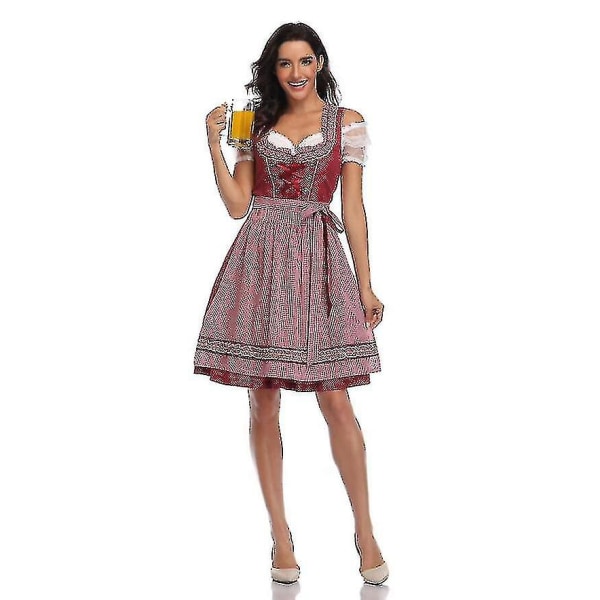 Traditionell tysk Oktoberfest-dräkt för kvinnor, bayersk oktoberfest-ölpiga, Wench Dirndl, maskeradklänning, Halloween-festklädsel. XL. Marinblå