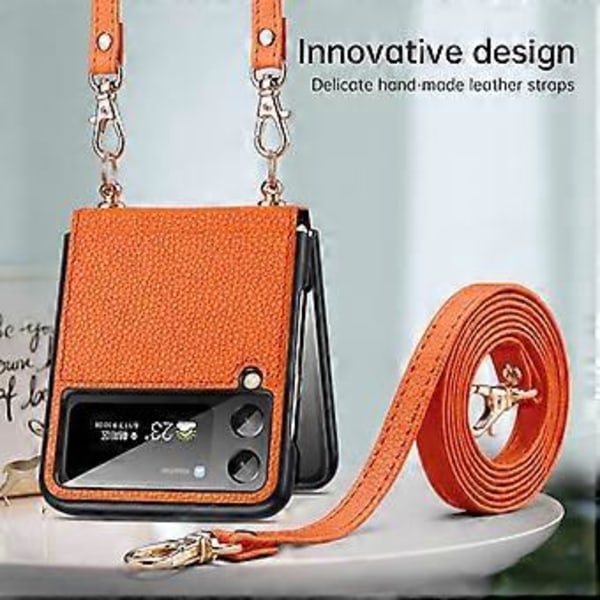 Nahka + TPU -kotelo Samsung Galaxy Z Flip4:lle (vihreä)
