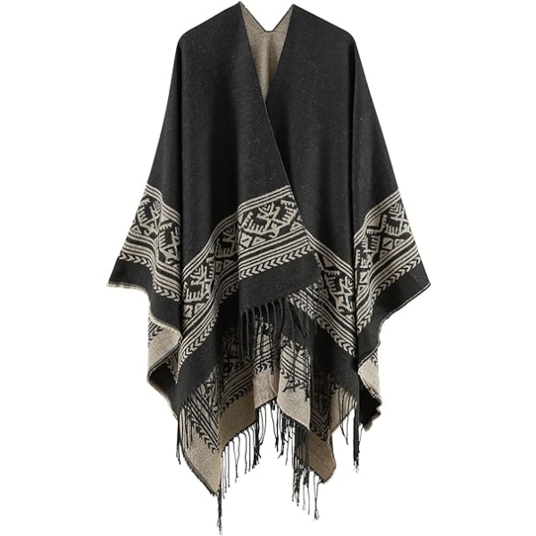 1 stk. Cape Shawl Elegant Varmt Firkantet Efterår og Vinter Kvinder Khaki