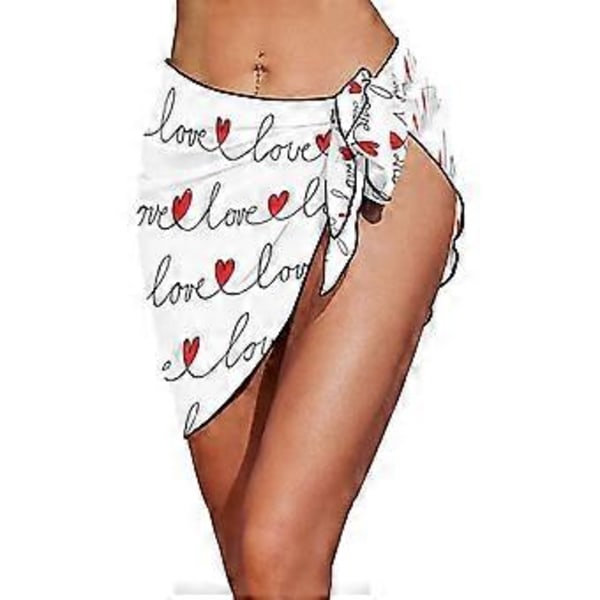 Dam Baddräkt Klänning Strandkläder Sjal Semester Bikinis Omlott Blommönstrad Baddräkt Solskydd Kort Transparent Kjol Vit M White