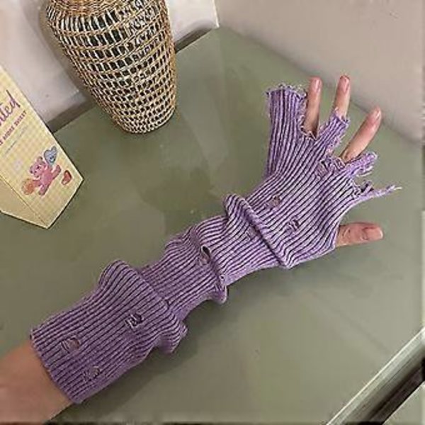 Gotiska slitna handskar för kvinnor Y2K Hollowout Casual Handskar Dekorativa handskar Coola tjejer Y2K Armärmar Tillbehör Gul Yellow