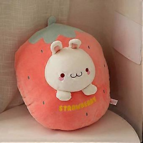 18 Söt Jordgubbe Gosedjur Kanin Plysch Kudde Mjuk och Squishy Leksak för Barn Pojkar och Flickor, Perfekt Present till Kawaii-älskare denna Hallo