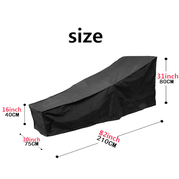 Överdrag för strandstol utomhus, 210D Oxford-tyg vattentätt och dammtätt överdrag för solstol utomhus, 208 * 76 * 41 * 79 cm 208 * 76 * 41 * 79 cm
