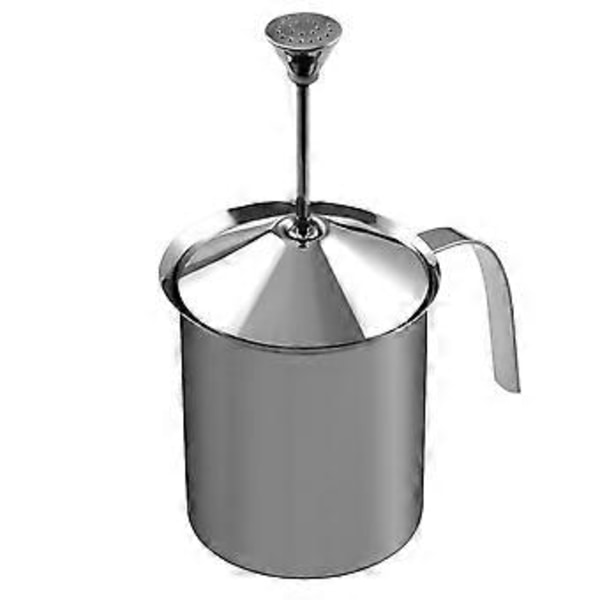 Hemoton 304 Rostfritt Stål Mjölkskummare Dubbellagers Filterskärm Manuell Mjölkskummare Cappuccino Latte Kaffe Kanna Köksredskap (800cc)