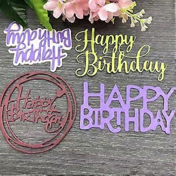 Grattis på födelsedagen Skärande Dies Set Präglingsformar Stenciler för att Göra Födelsedagskort Inbjudan DIY Scrapbooking Album