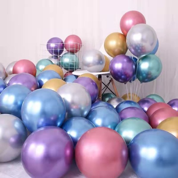 50 stk fargerike festballonger 12 tommer krom metallisk heliumballo