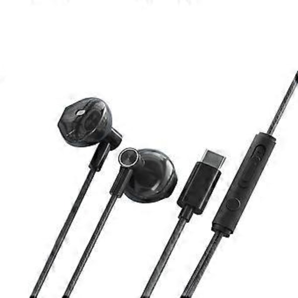 Type-C/3,5 mm langalliset kuulokkeet basso nappikuulokkeet stereo kuulokkeet musiikki peli kuulokemikrofoni mikrofonilla matkapuhelimelle tabletille musta Black