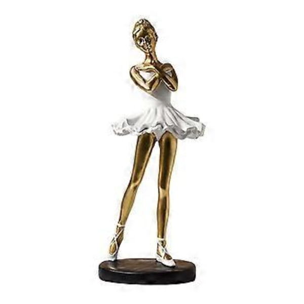 Ballerina Statyer Figurer Resin Flicka Figur Display Dansare Skulptur Statyett för Entré Sovsal Inflyttningsfest Matbord (Stil A Gyllene)