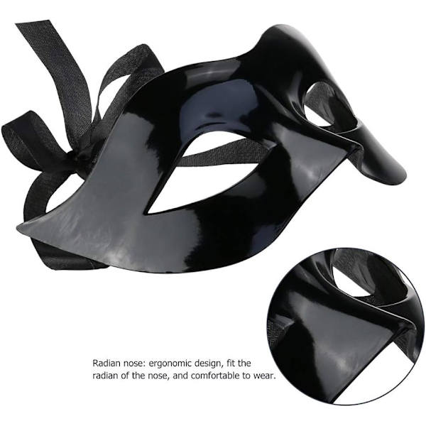 4 stycken venetianska maskeradmasker för män eller kvinnor, ögonmask, svart M