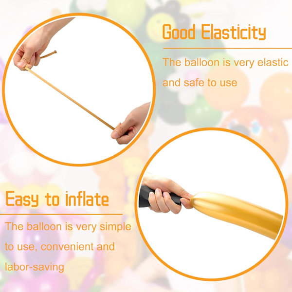 50 stk. Metallic Gull Twisting Ballonger 260 Lange Ballonger Metall