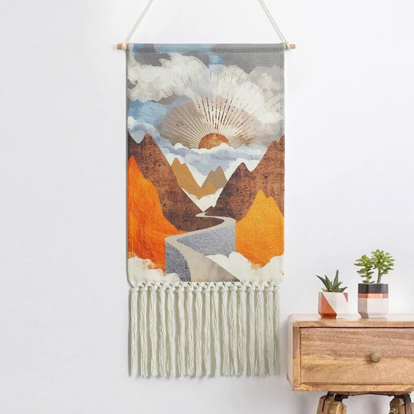 1 st Bohemian Macrame vävd väggbonad Soluppgång väggbonad Colo