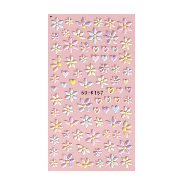 3D Blommor Nageldekaler Nagelkonst Nagelstickers Självhäftande 5D De