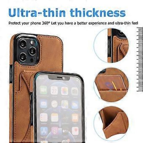 iPhone 13 Pro, Lompakkokotelo - Ohut synteettinen nahkainen korttikotelo Canvas Twill -tyylisellä viimeistelyllä ja 2 luottokorttipaikalla [RUSKEA]