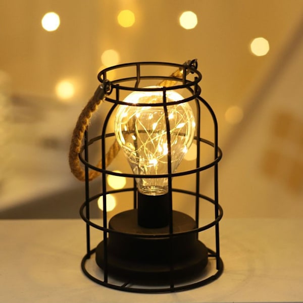 Koppartråds LED-lykta, USB- eller batteridriven säng- eller handlampa