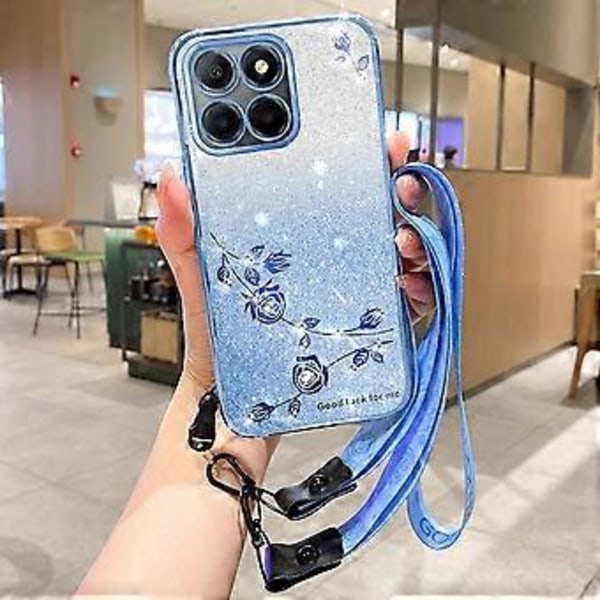 KADEM Skal för Honor X6b 4G Blommönster TPU Gradient Telefonskal med Snoddar Style A