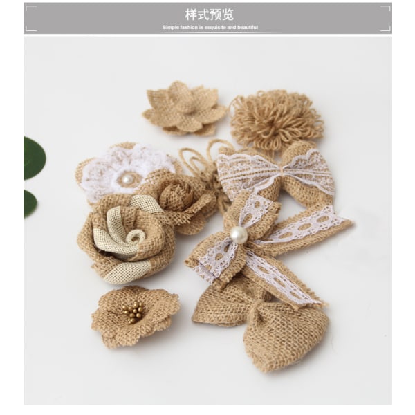 30 PCS Burlap Blomster - Burlap Blomster - Burlap Sløyfe Bånd DIY