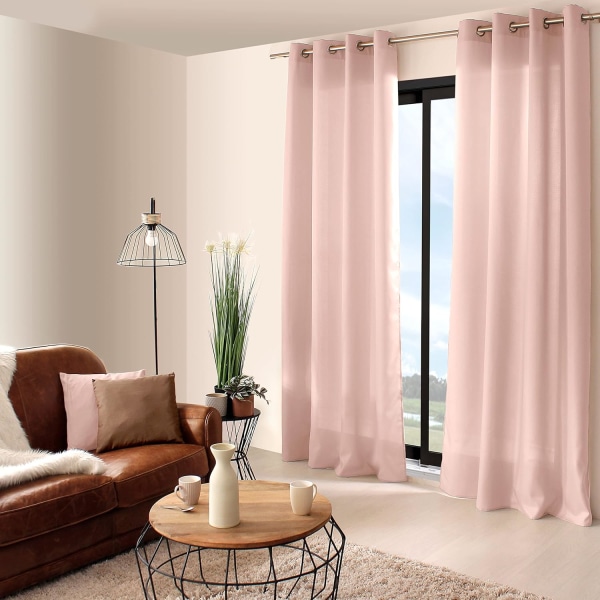 Basale gardiner i polyester bachette - 8 sølvfarvede øjer - 150x250c